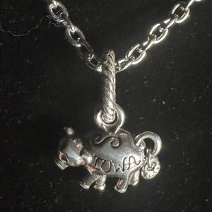 Brighton “Iowa Pig Charm” Silver Plated Pendant Charm with Necklace 20”